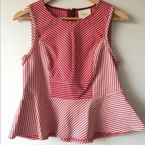 Red and White Stripe Peplum Top
